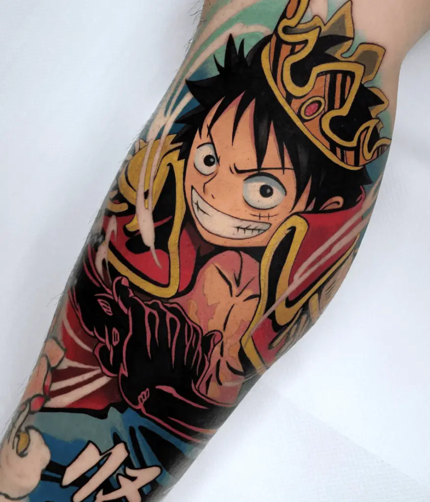 Colored Illustration Luffy the Pirate King Arm Tattoo