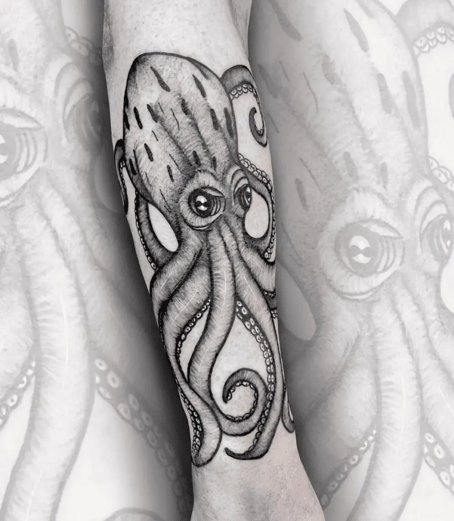 Line Work Kraken Arm Tattoo