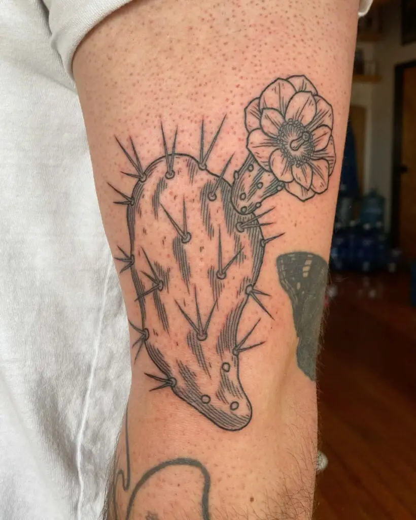 Prickly Pear Cactus Upper Arm Tattoo