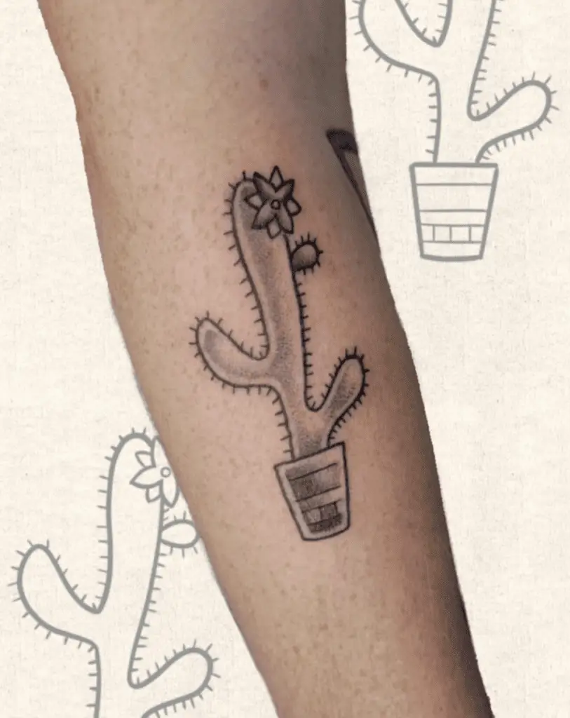 Succulent Cactus Flower Arm Tattoo