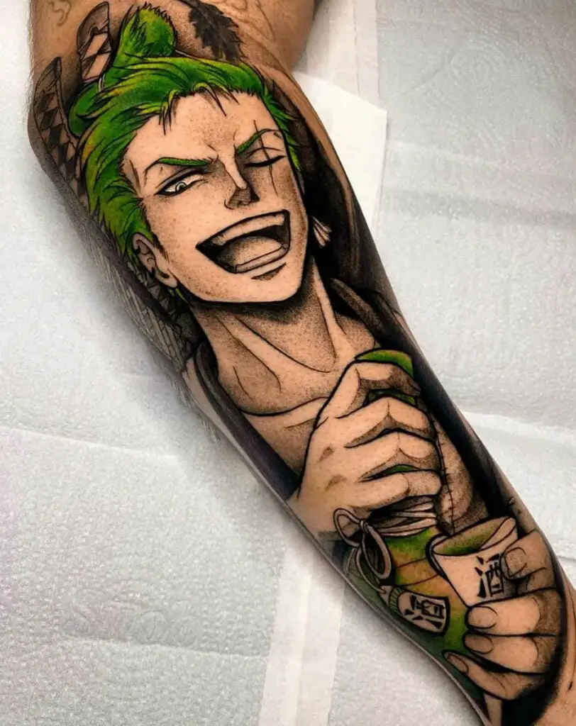 Zoro Laughing Arm Tattoo