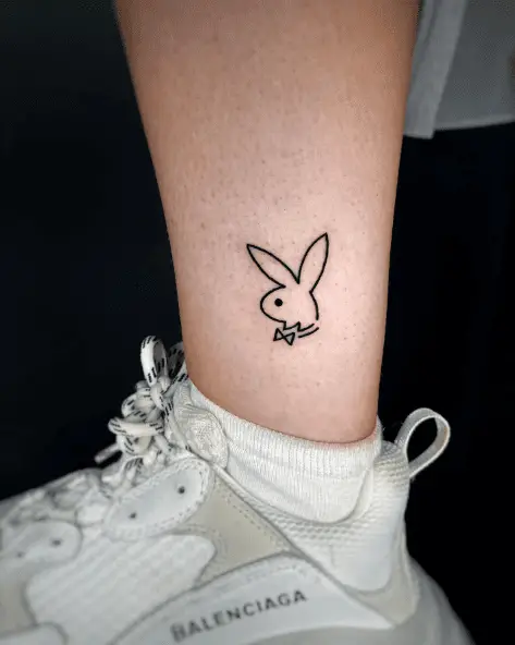 Black Line Simple Playboy Bunny Tattoo