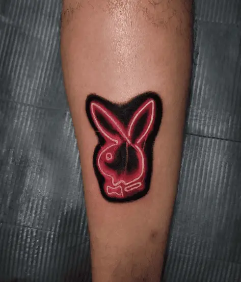 Neon Pink Playboy Bunny Tattoo