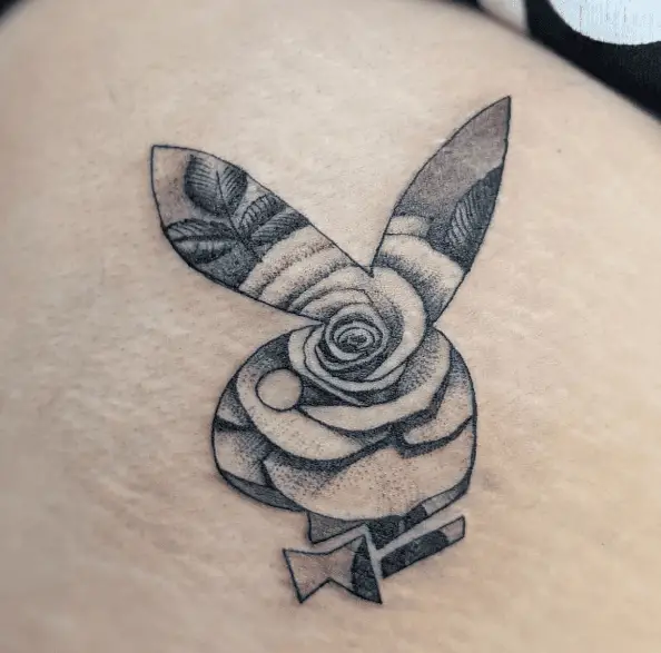 Rose Flower Playboy Bunny Tattoo