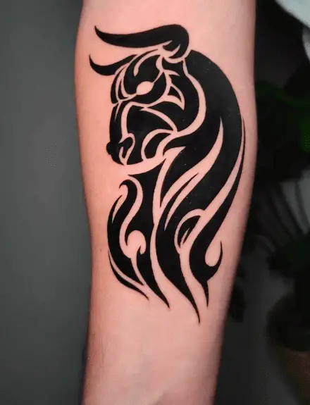 Bold Ink Tribe Bull Forearm Tattoo