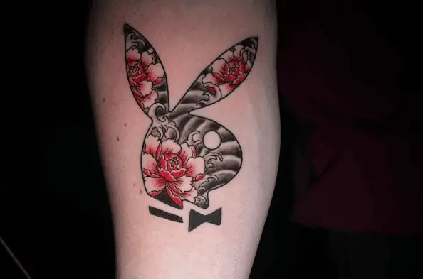 Peony Flower Playboy Bunny Tattoo