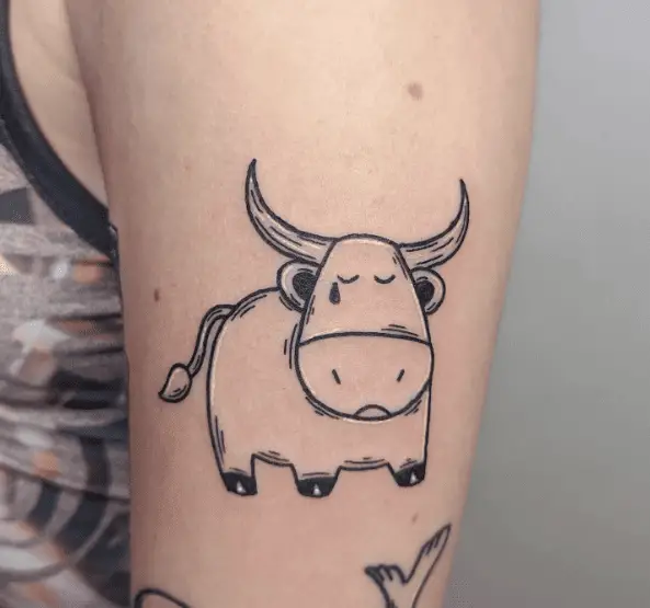 Small Cartoon Style Bull Tattoo