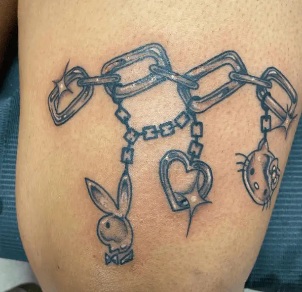 Playboy Bunny, Sparkling Heart and Hello Kitty Charming Jewel Tattoo