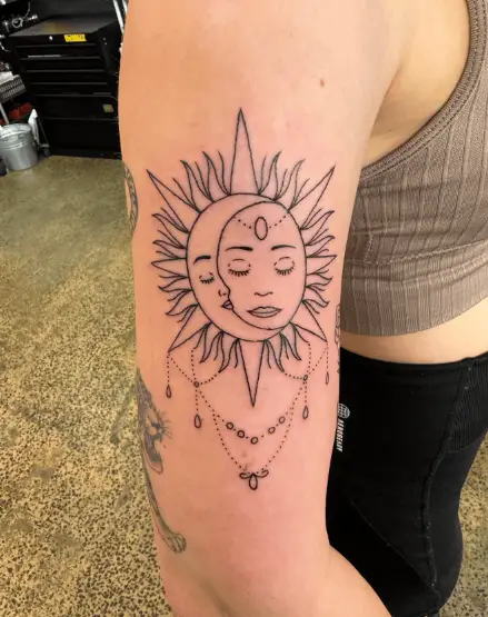 Ornamental Sun and Moon Arm Tattoo