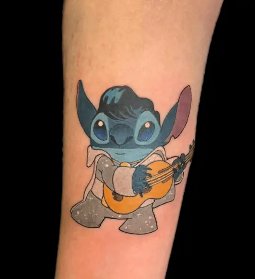 Stitch with Ukulele Colored Tattoo