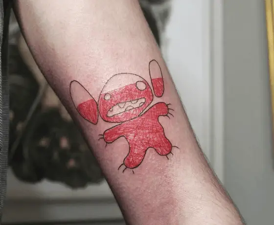 Black and Red Scribble Style Stitch Tattoo