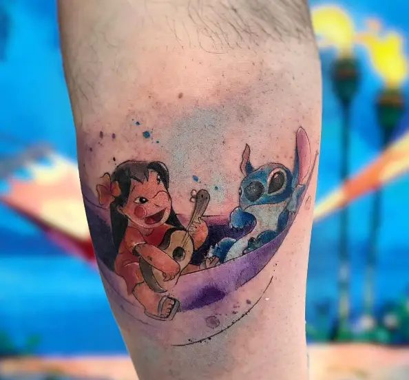 Lilo and Stitch on the Hammock Tattoo