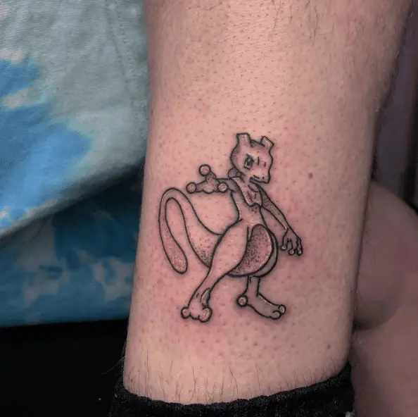 Mewtwo Dotted Leg Tattoo