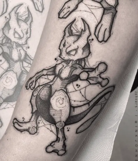 Mewtwo Patterned Style Tattoo