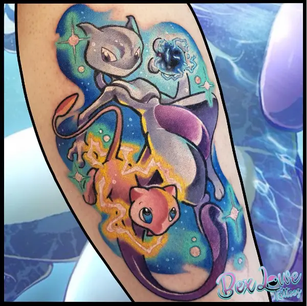 Little Mewtwo and Mew Tattoo Piece 