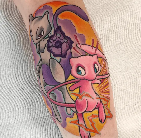 Mew and Mewtwo Pokémon Tattoo Piece