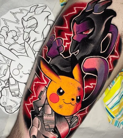 Pikatrooper and Sithlord Mewtwo Tattoo