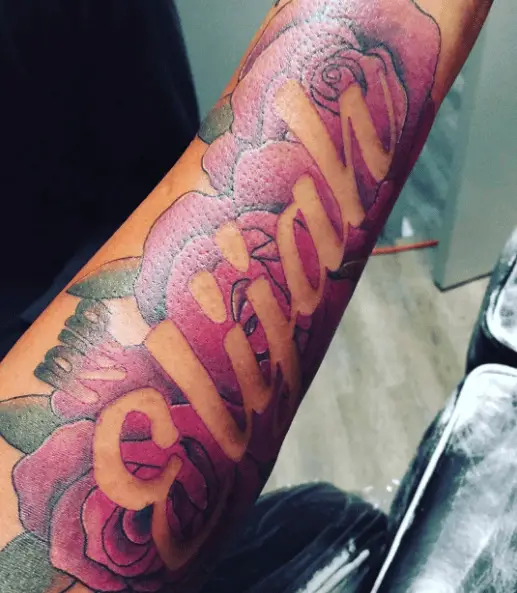 Purple Rose RIP Tattoo