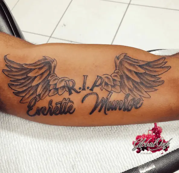 Angel Wings RIP Tattoo