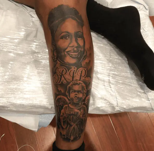 Mother and Son Portrait RIP Tattoo
