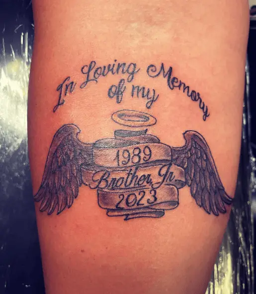 RIP Angel Wings Memorial Tattoo