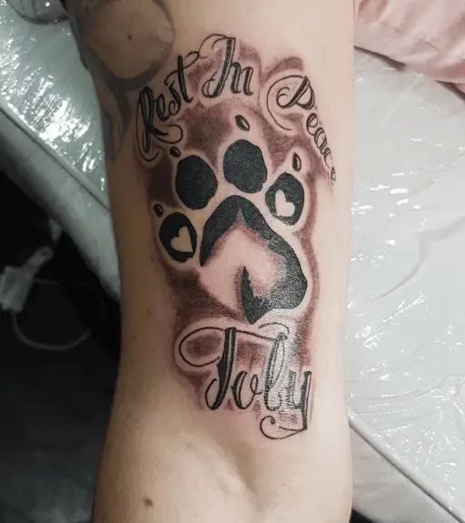 Pet RIP with Paw Print Tattoo