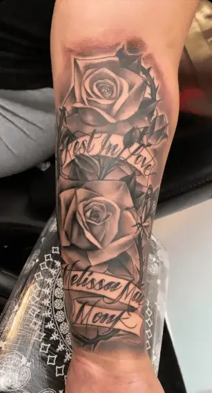 Floral Rest in Love Memorial Tattoo