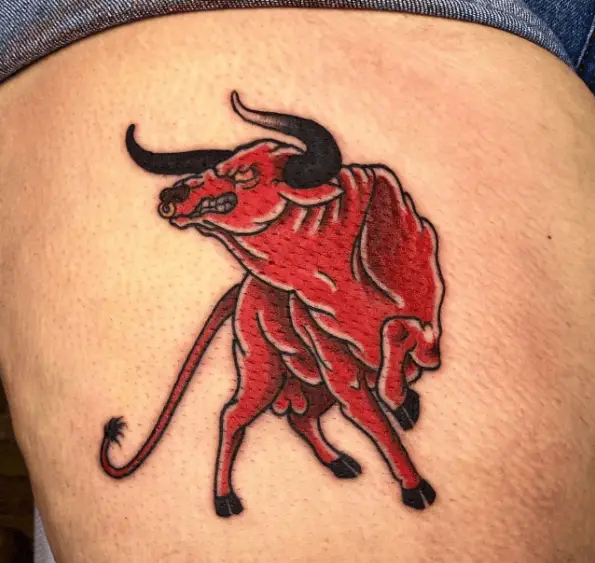 Black Line Red Bull Tattoo