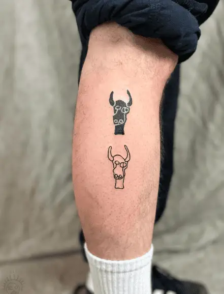 Double Bull Head Calf Tattoo