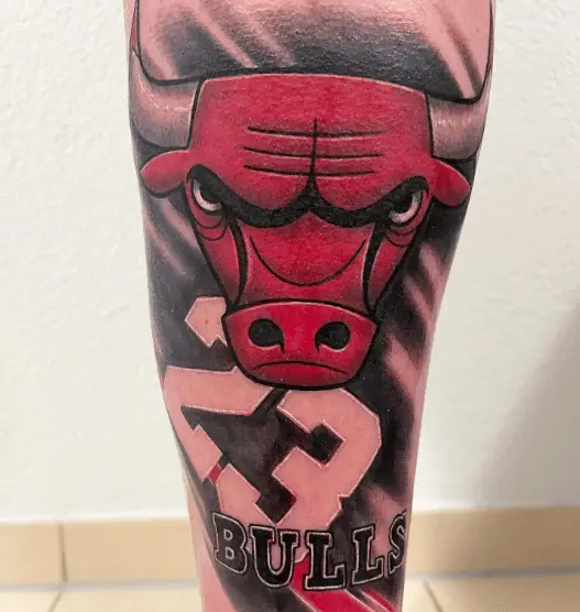 Black and Red Chicago Bulls Tattoo