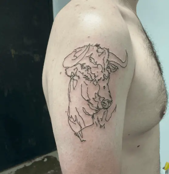 Bull Head Contour Line Drawing Tattoo