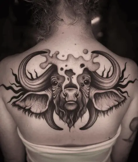 Bull Head Full Sized Back Tattoo