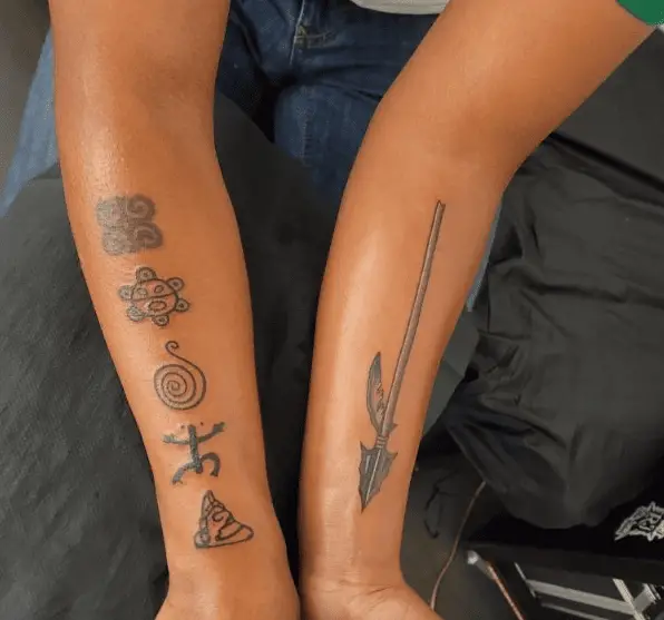 Taino Symbols with Arrow Tattoo