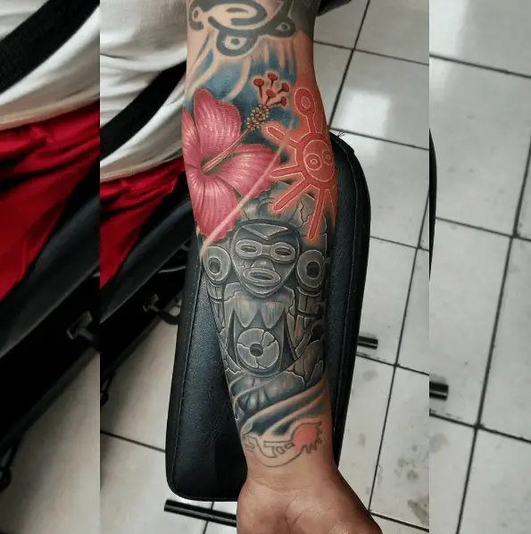 Taino Colored Forearm Tattoo
