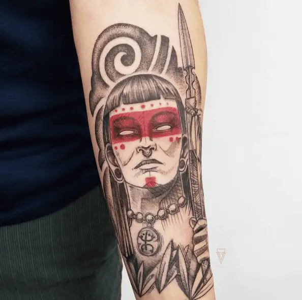 Taino Warrior Sketch Forearm Tattoo
