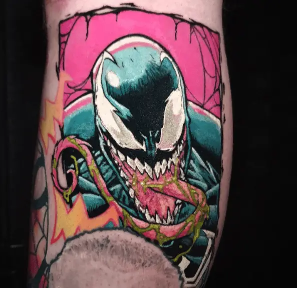 Multicolored Comic Book Venom Tattoo