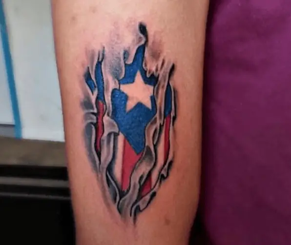 Smudge Style Puerto Rico Flag Tattoo