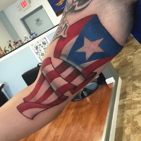 Puerto Rican Flag Colored Tattoo