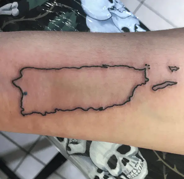 Puerto Rican Map Outline Tattoo