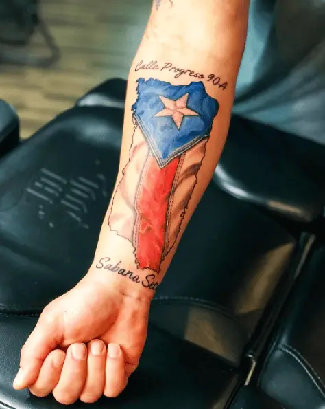 Torn Style Puerto Rican Map Tattoo