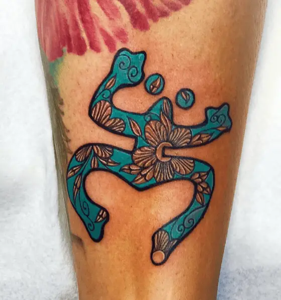Turquoise Color Coqui Frog Tattoo