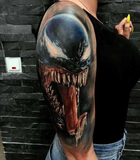 Scary Realistic Venom Arm Tattoo