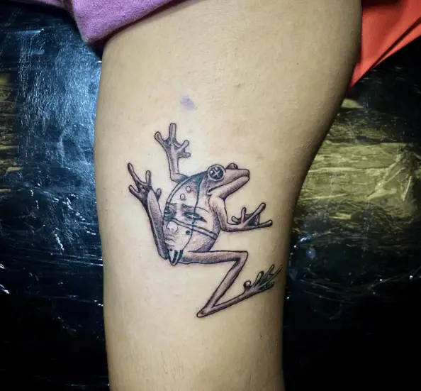 Woman Faced Frog Tattoo