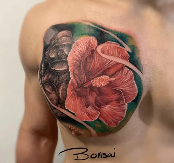 Puerto Rico National Flower Chest Tattoo