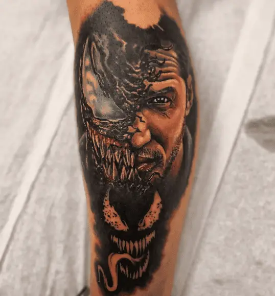 Eddie and Venom Half-Half Tattoo
