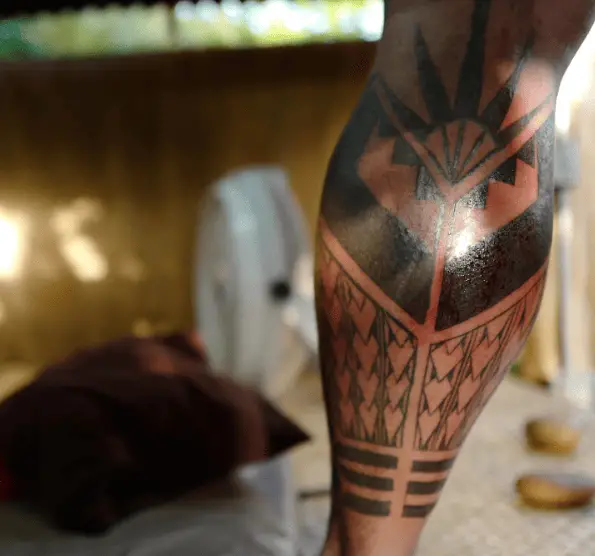 Kakau Hawaiian Calf Tattoo