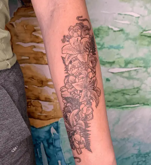 Haku Lei with Custom Flora Tattoo