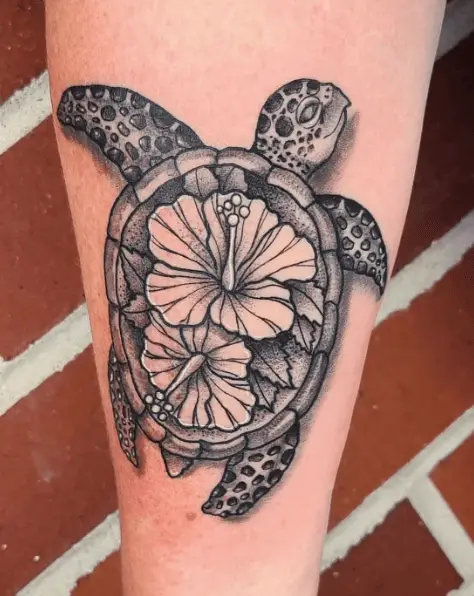 Hibiscus Turtle Hawaiian Tattoo