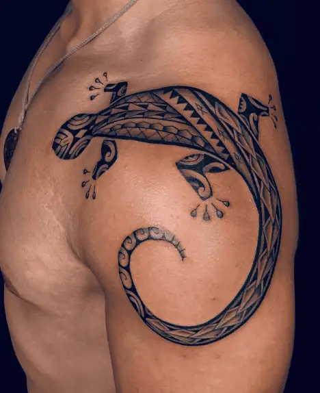 Hawaiian Gecko Shoulder Tattoo