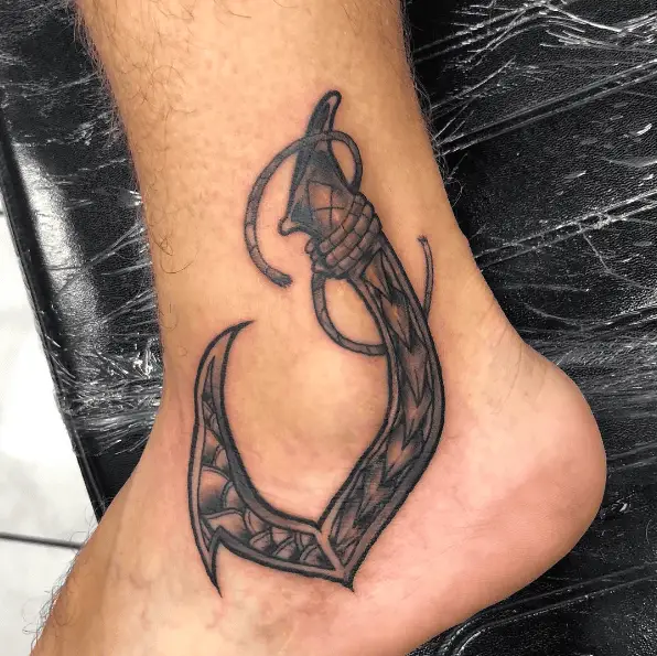 Makau Fishing Hook Ankle Tattoo